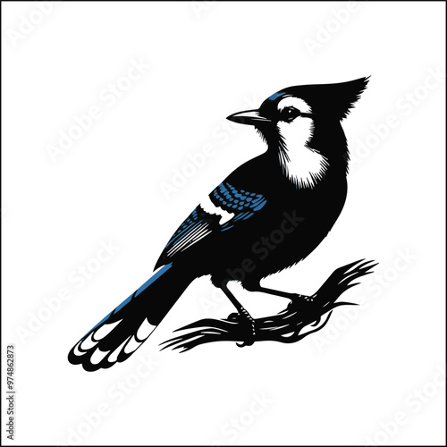 bird, crow, black, animal, wildlife, nature, raven, magpie, beak, white, wild, birds, feather, branch, isolated, avian, feathers
blue jay on a branch