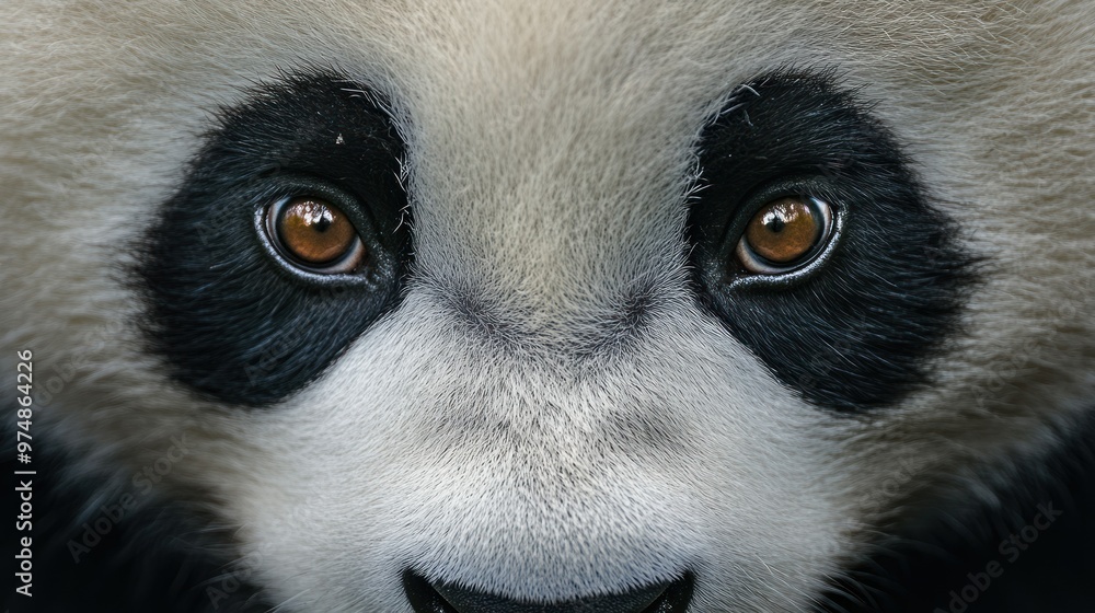 Close-up of a Panda's Face with Focus on its Eyes Close-up of a Panda's Face with Focus on its Eyes