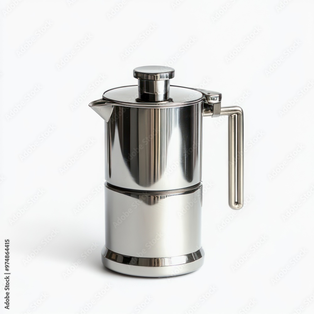 A stainless steel espresso frother, isolate on white background A stainless steel espresso frother, isolate on white background