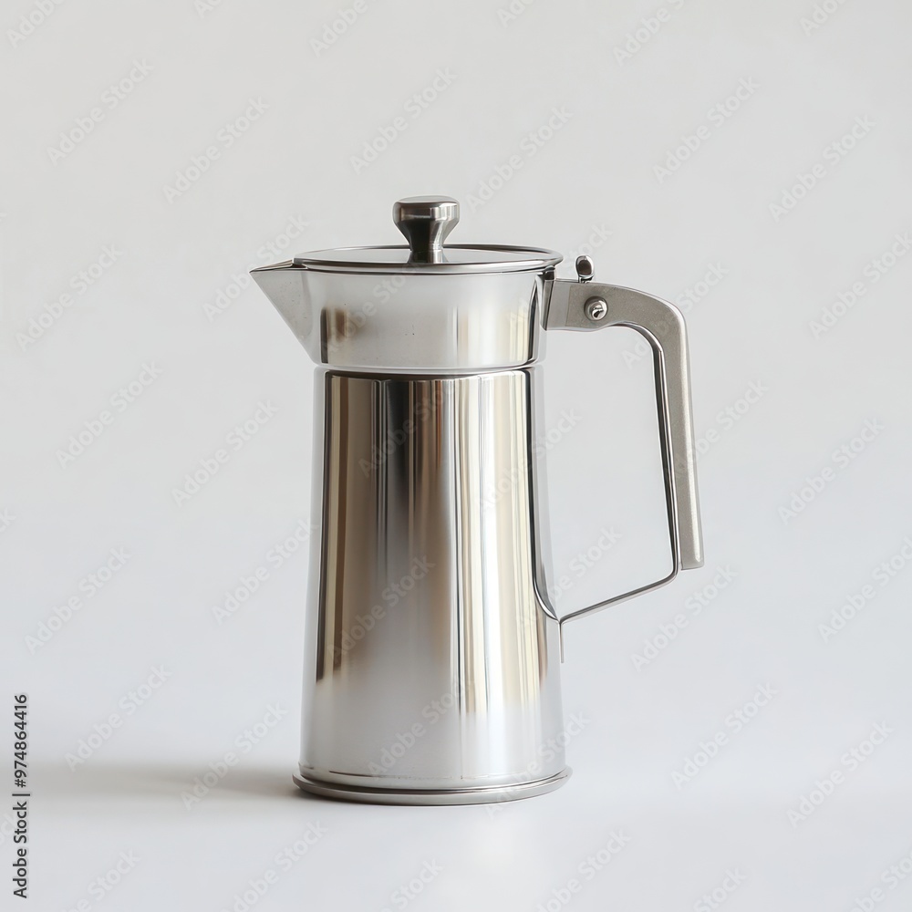 A stainless steel espresso frother, isolate on white background A stainless steel espresso frother, isolate on white background