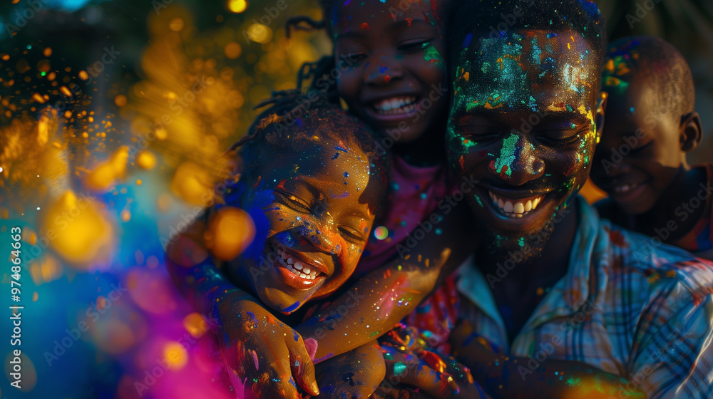Cheerful african american family at the festival of colors Holi
Cheerful african american family at the festival of colors Holi