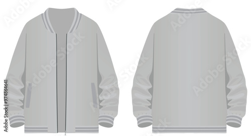 Realistic grey baseball jacket, vector