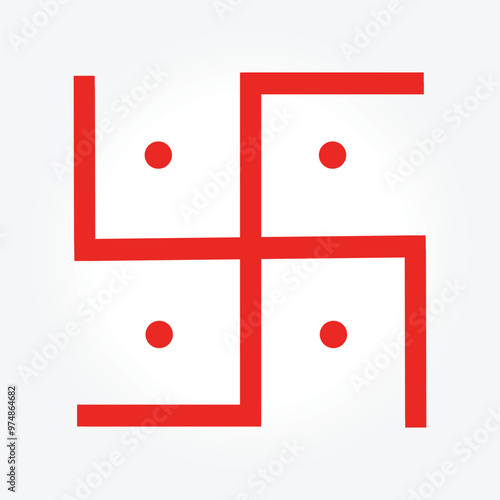 a red symbol of swastik with a white background, hindu religious 