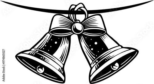 christmas bells with ribbon silhouette