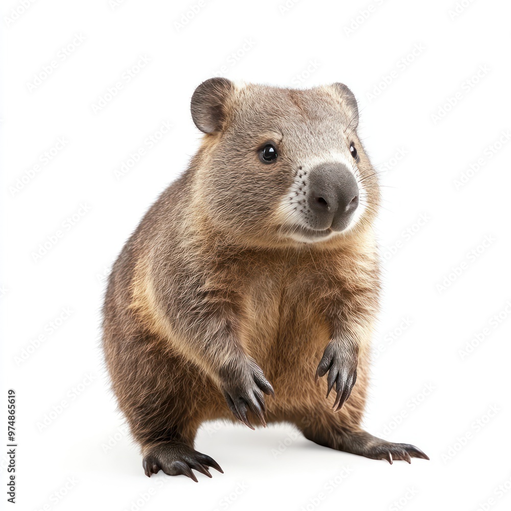 Fototapeta premium A wombat standing, isolate on white background