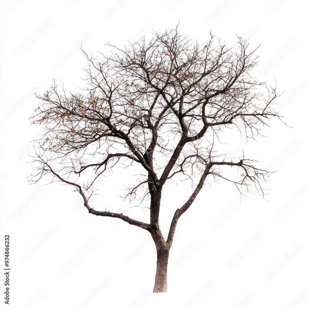 Bare tree isolate on white background, minimal leaves, Bare tree isolate on white background, minimal leaves,