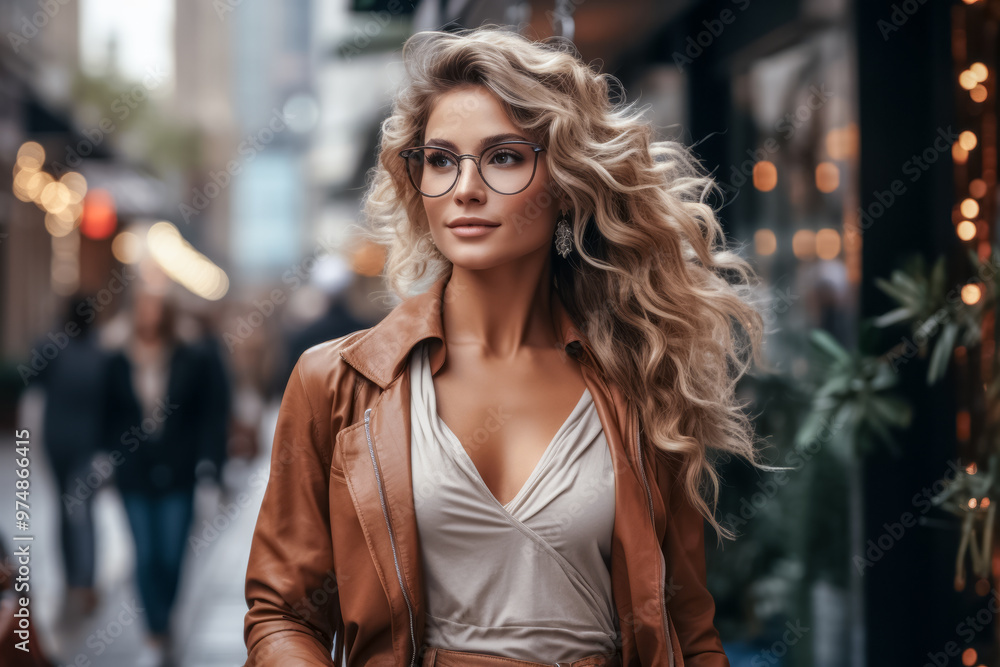 Gutaussehende Frau mit Tasche beim shopping in der Stadt , Generative AI Gutaussehende Frau mit Tasche beim shopping in der Stadt , Generative AI