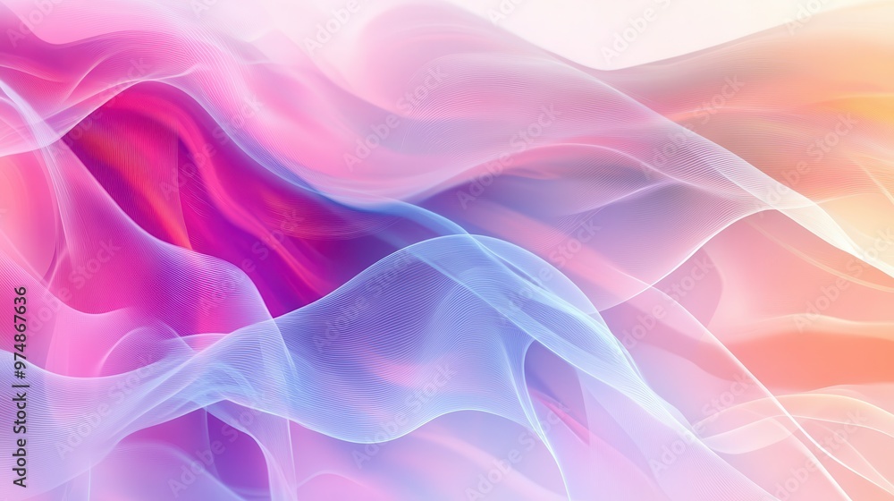 Serene Fluid Wave Pattern in Transparent Abstract Background with Colorful Layers - Creative Conceptual Design Serene Fluid Wave Pattern in Transparent Abstract Background with Colorful Layers - Creative Conceptual Design