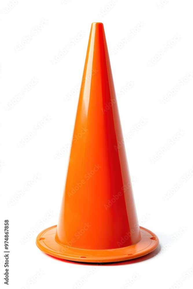 Fototapeta premium Bright orange traffic cone isolated on white background