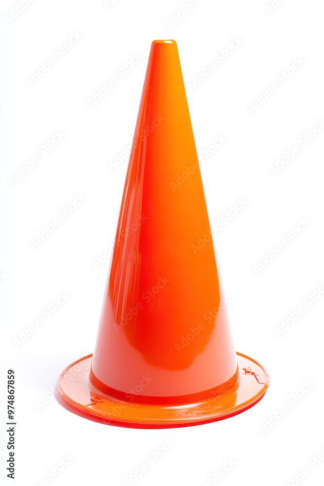 Bright orange traffic cone isolated on white background Bright orange traffic cone isolated on white background
