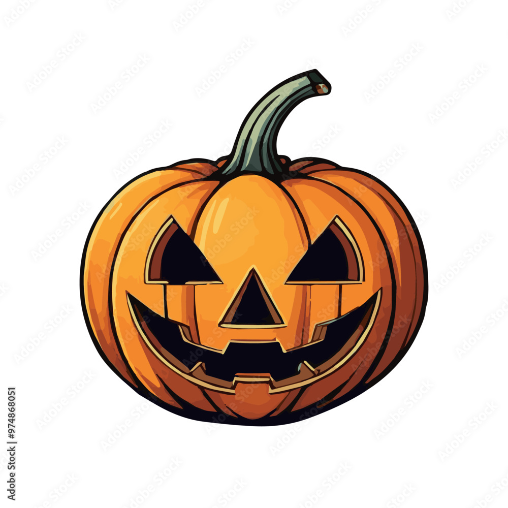Bright juicy orange pumpkin with Halloween face isolated on white background Bright juicy orange pumpkin with Halloween face isolated on white background
