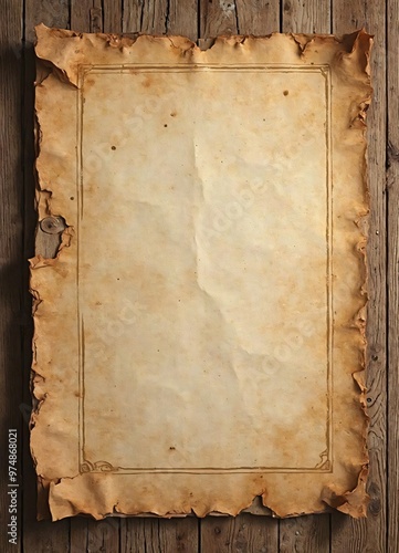 an old torn paper on wooden table