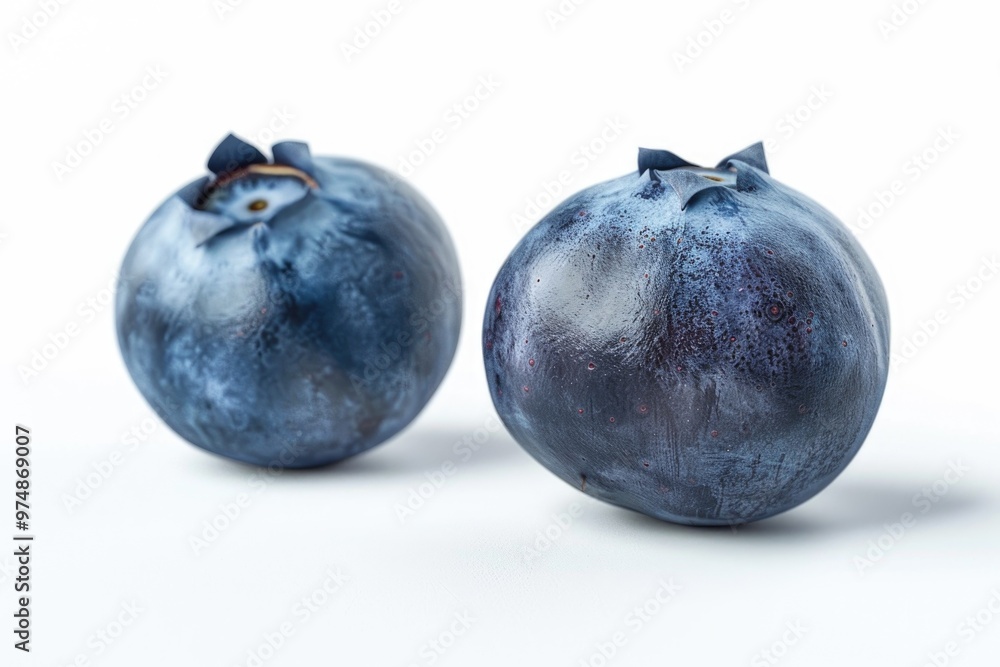 Two ripe blueberries sit side by side Two ripe blueberries sit side by side
