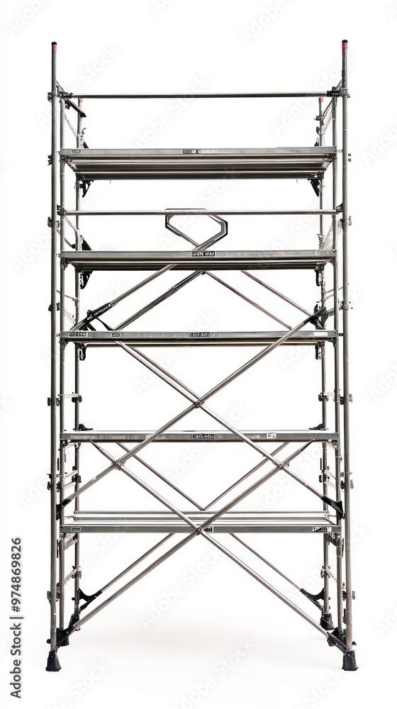 Construction scaffolding isolated on white background, vertical view Construction scaffolding isolated on white background, vertical view