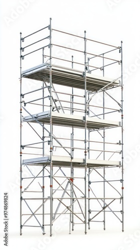 Construction scaffolding isolated on white background, vertical view