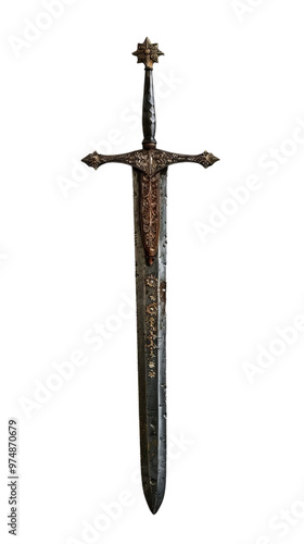 A sword, one of the types of melee weapons, transparent background.