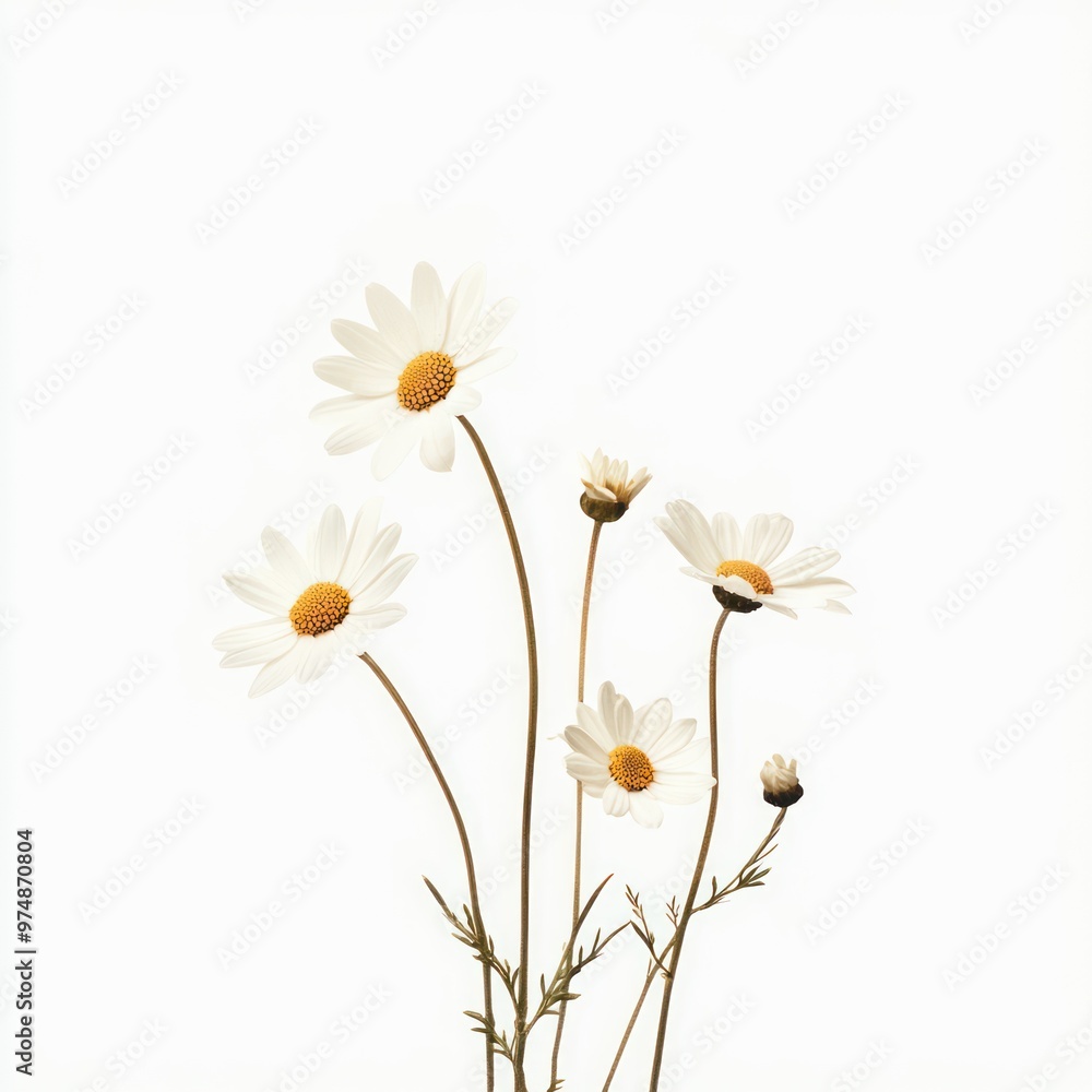 Fototapeta premium Daisy flower isolate on white background, simple and pure,