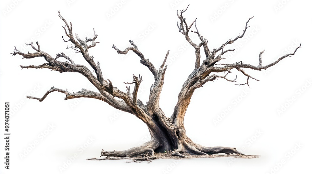 Dead tree isolate on white background, barren, Dead tree isolate on white background, barren,