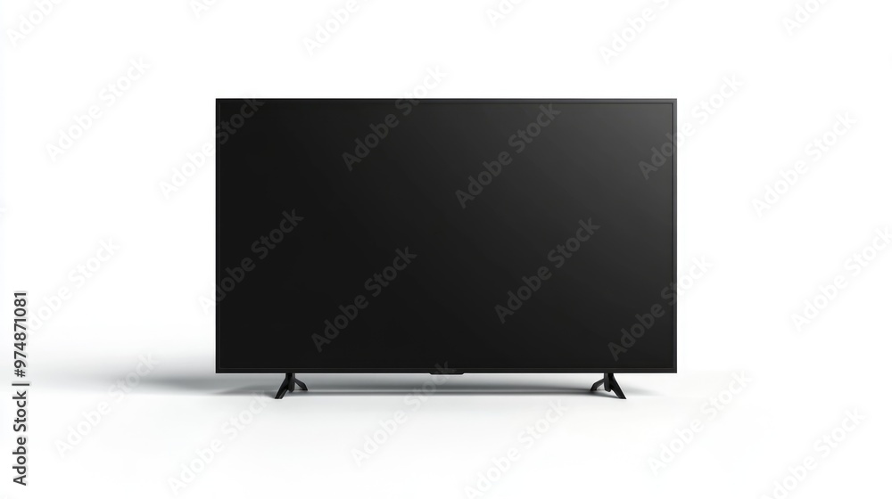 Flat screen television on a white background realistic 4K display illustration showcasing a sleek black HD monitor mockup and modern video panel design Flat screen television on a white background realistic 4K display illustration showcasing a sleek black HD monitor mockup and modern video panel design