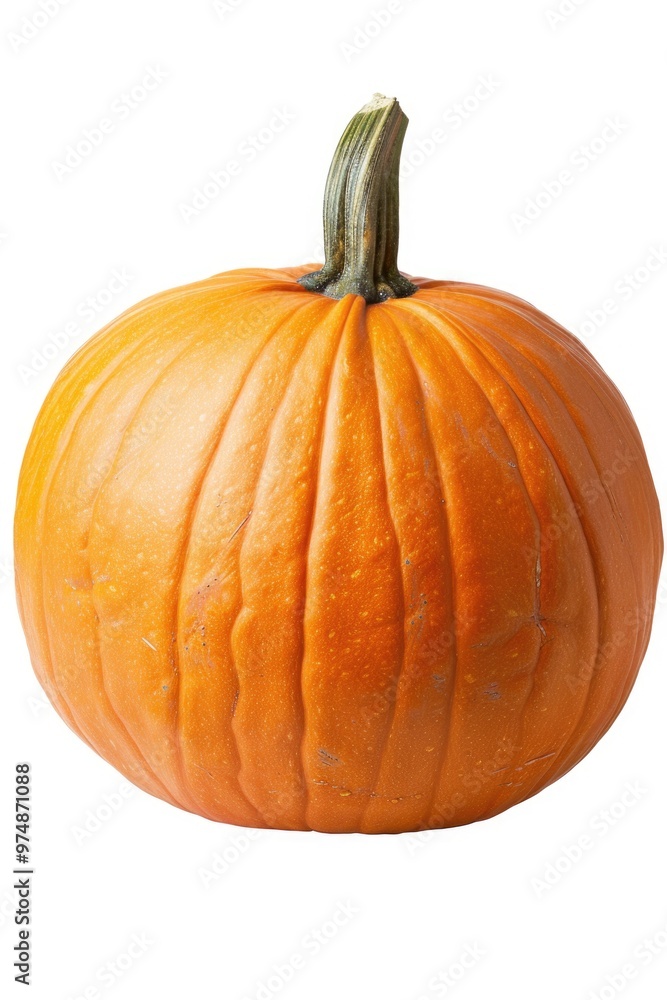 Obraz premium A single orange pumpkin sits on a white background
