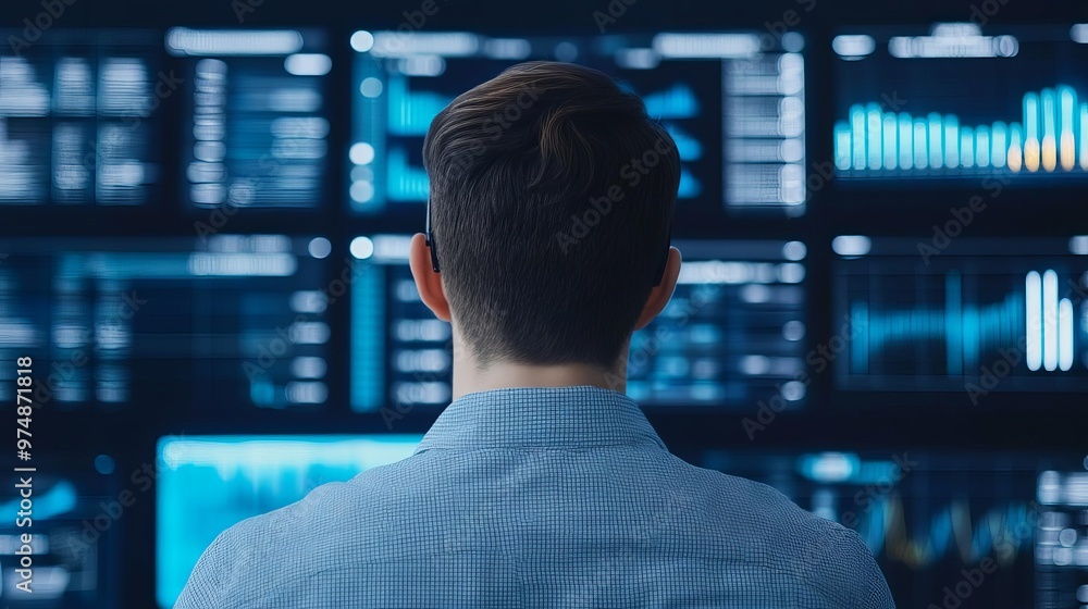 Digital marketer, holographic presentation, futuristic workspace, interactive data Digital marketer, holographic presentation, futuristic workspace, interactive data
