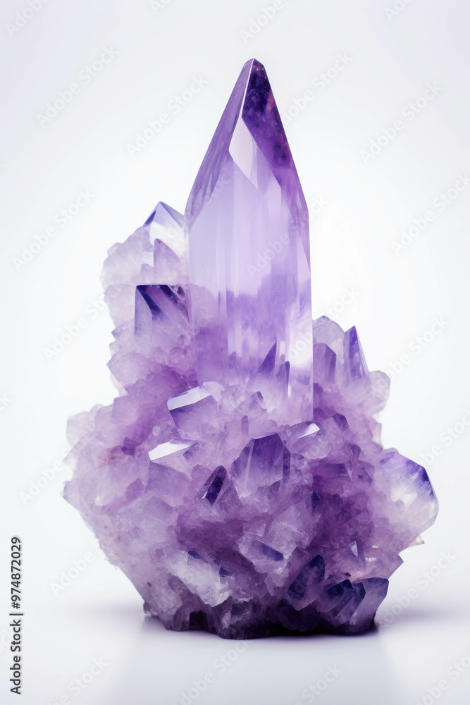 Amethyst Crystal Cluster: A mesmerizing amethyst crystal cluster gleams with vibrant purple hues, showcasing its intricate formations and ethereal beauty. The cluster's sharp edges and smooth surfaces Amethyst Crystal Cluster: A mesmerizing amethyst crystal cluster gleams with vibrant purple hues, showcasing its intricate formations and ethereal beauty. The cluster's sharp edges and smooth surfaces