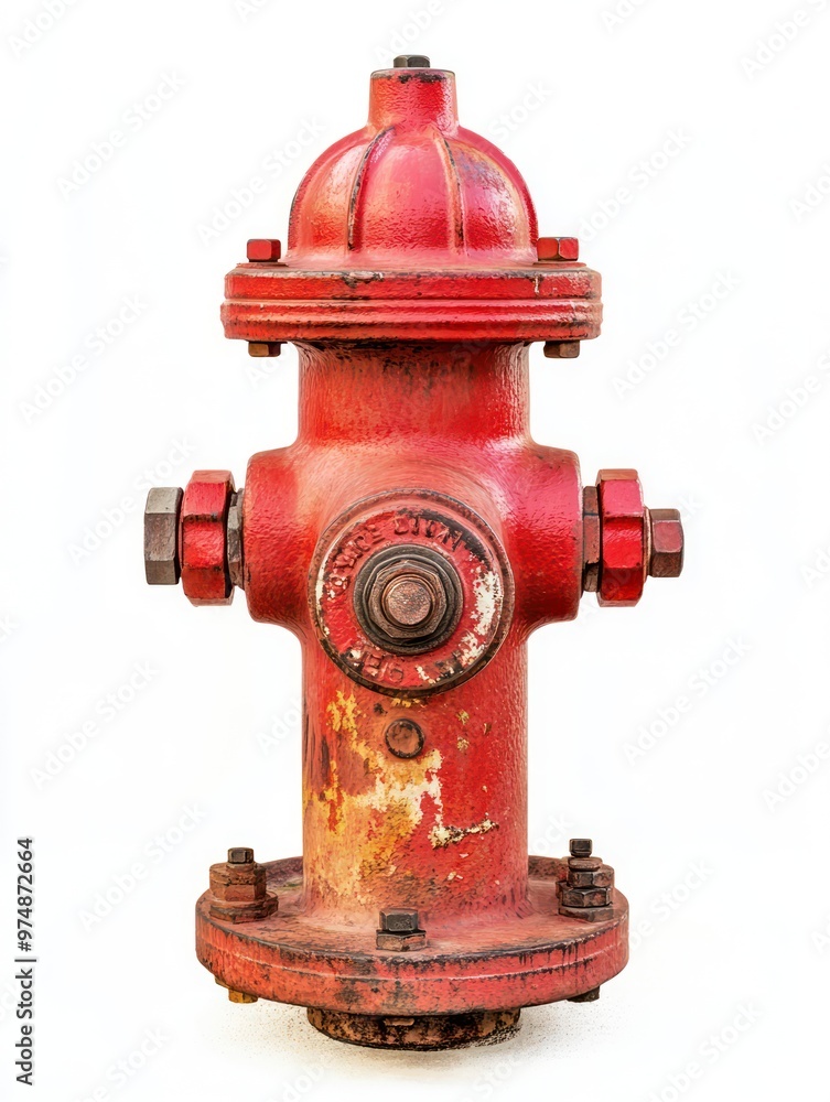 Fire hydrant isolate on white background, bright red, Fire hydrant isolate on white background, bright red,