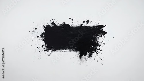 Black Ink Blot Spill Effect on White Background Animation