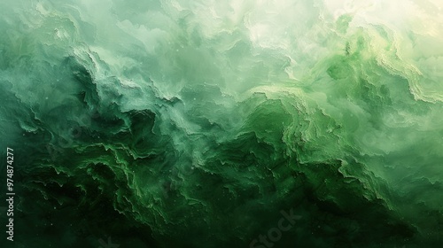 Abstract green and white watercolor background with soft texture.