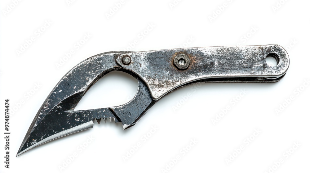 Heavy-duty steel cutter isolated on white background, detailed textures Heavy-duty steel cutter isolated on white background, detailed textures