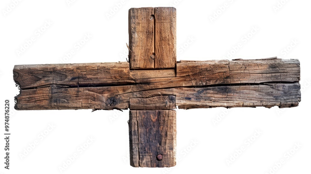 A wooden cross on a clean white surface A wooden cross on a clean white surface