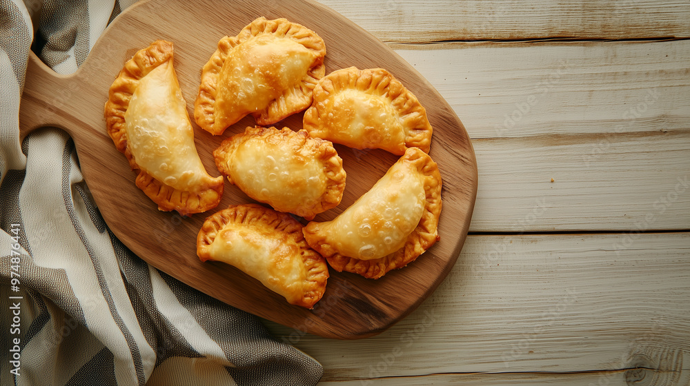 Deep-Fried Ukrainian Dumplings on a Wooden Plate with Rustic Wooden Background, Traditional Comfort Food Deep-Fried Ukrainian Dumplings on a Wooden Plate with Rustic Wooden Background, Traditional Comfort Food