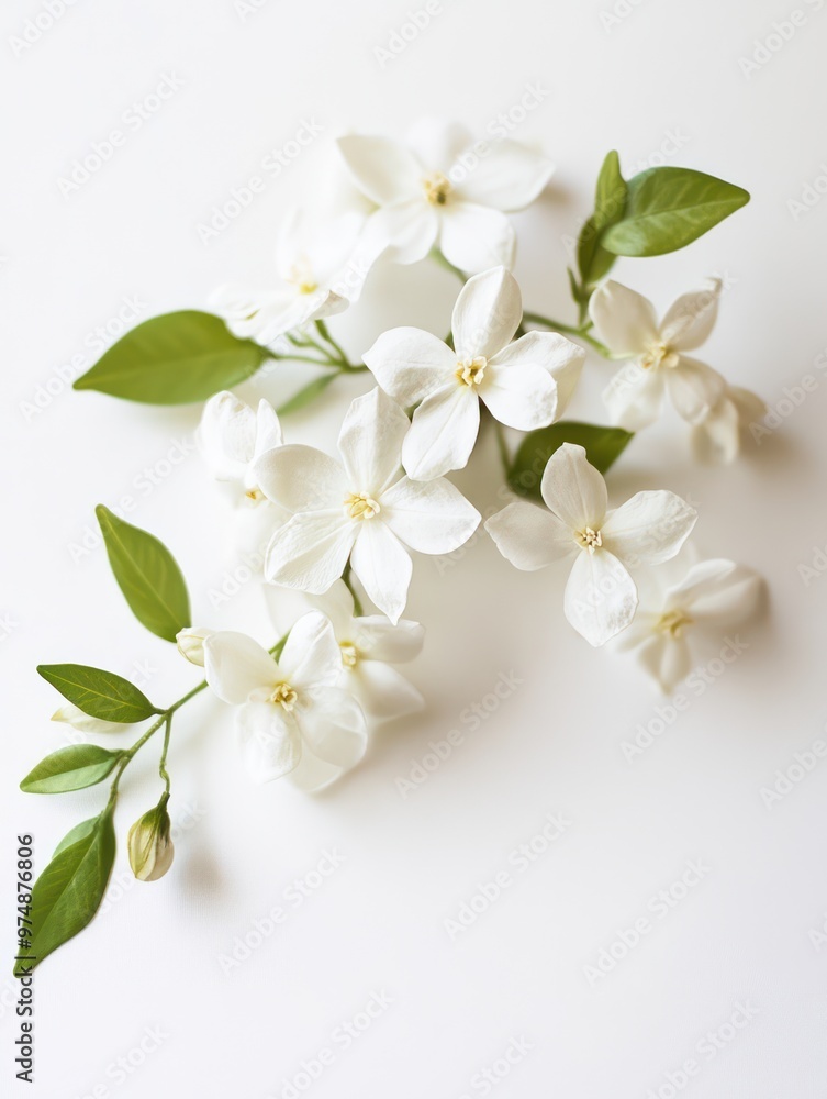 Jasmine flower isolate on white background, delicate and fragrant,