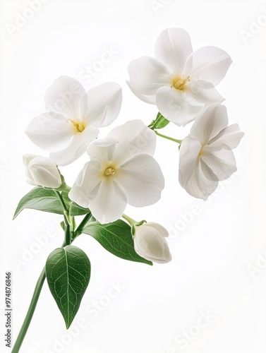 Jasmine flower isolate on white background, delicate and fragrant,