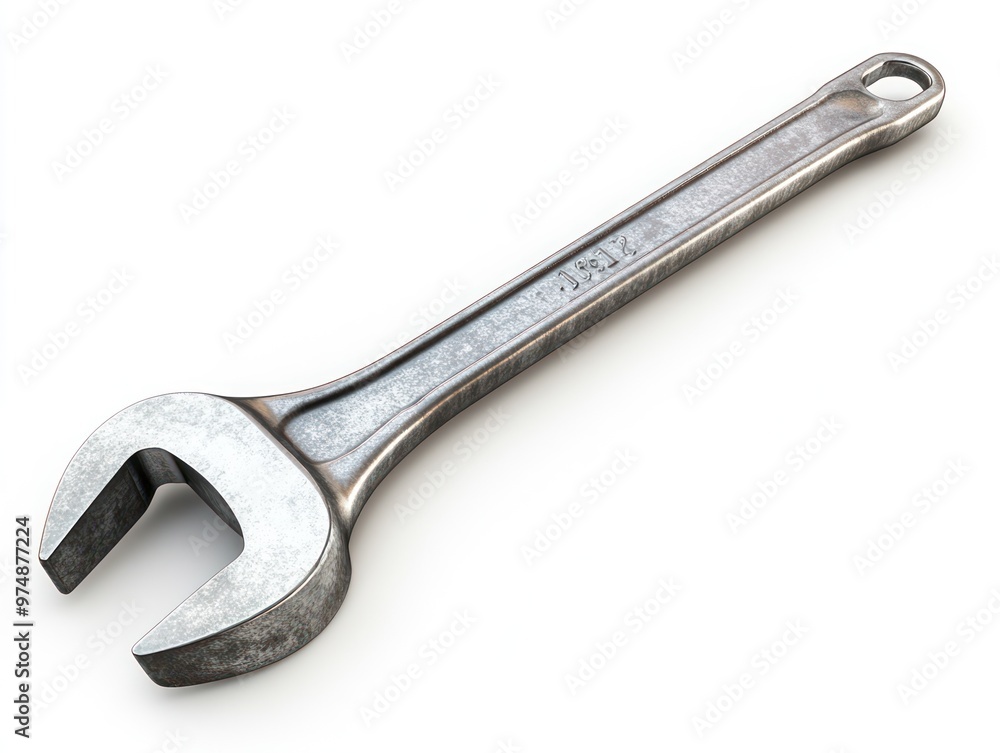 Large industrial wrench isolated on white background, realistic details Large industrial wrench isolated on white background, realistic details