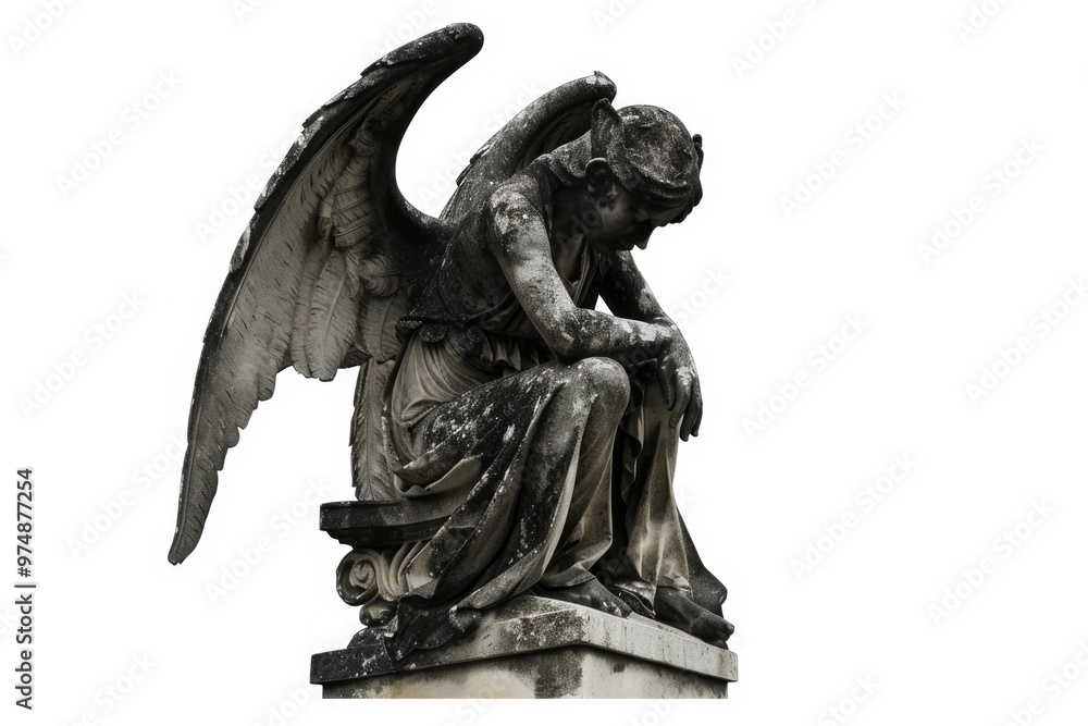 Fototapeta premium A statue of an angel sits atop a building, offering a sense of peace and calm