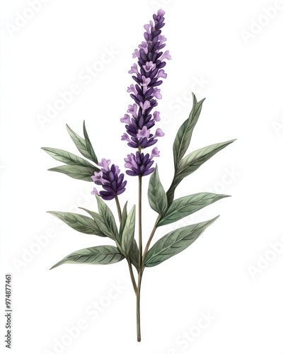 Lavender flower isolate on white background, calming purple,