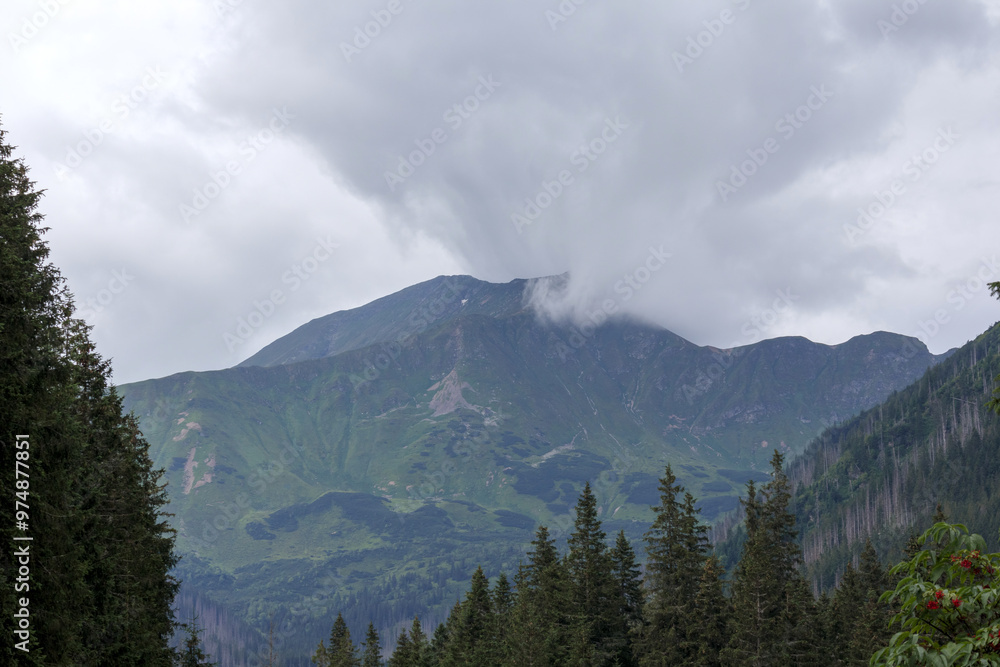 Obraz premium view from the top of the mountain on a cloudy day