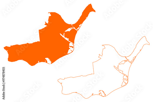 Maasdriel municipality (Kingdom of the Netherlands, Holland, Gelderland or Guelders province) map vector illustration, scribble sketch Maasdriel map