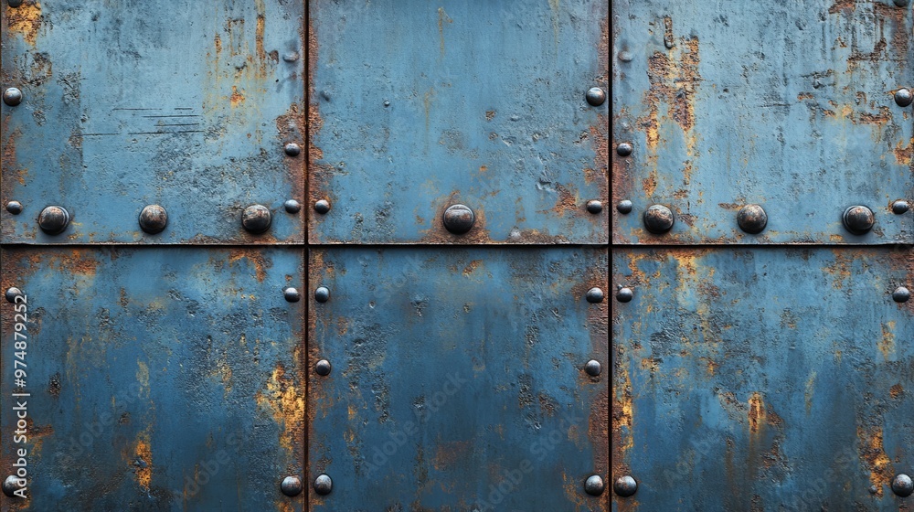 Blue metal texture with rust, industrial feel, Blue metal texture with rust, industrial feel,
