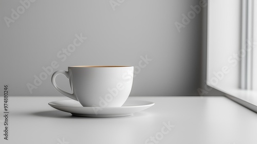 Wallpaper Mural A white coffee cup placed near a window, illuminated by soft, natural light, symbolizing calm mornings and simple pleasures. Torontodigital.ca