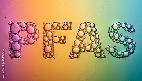 PFAS Acronym Formed By Water Bubbles On A Colorful Background. Generative AI photo