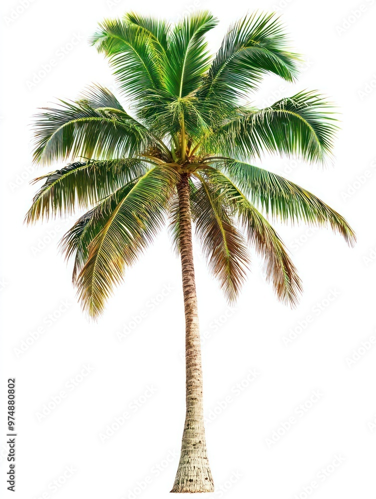 Fototapeta premium Palm tree isolate on white background, tropical setting,