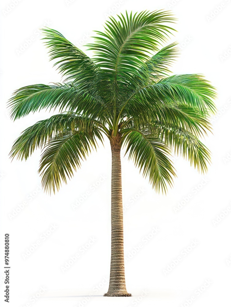 Obraz premium Palm tree isolate on white background, tropical setting,