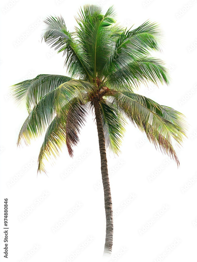 Palm tree isolate on white background, tropical setting, Palm tree isolate on white background, tropical setting,