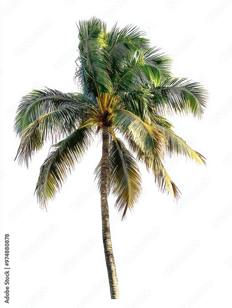 Palm tree isolate on white background, tropical setting, Palm tree isolate on white background, tropical setting,