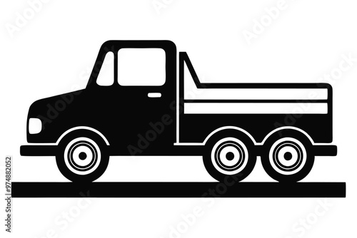 A vintage truck silhouette vector,icon on white background.