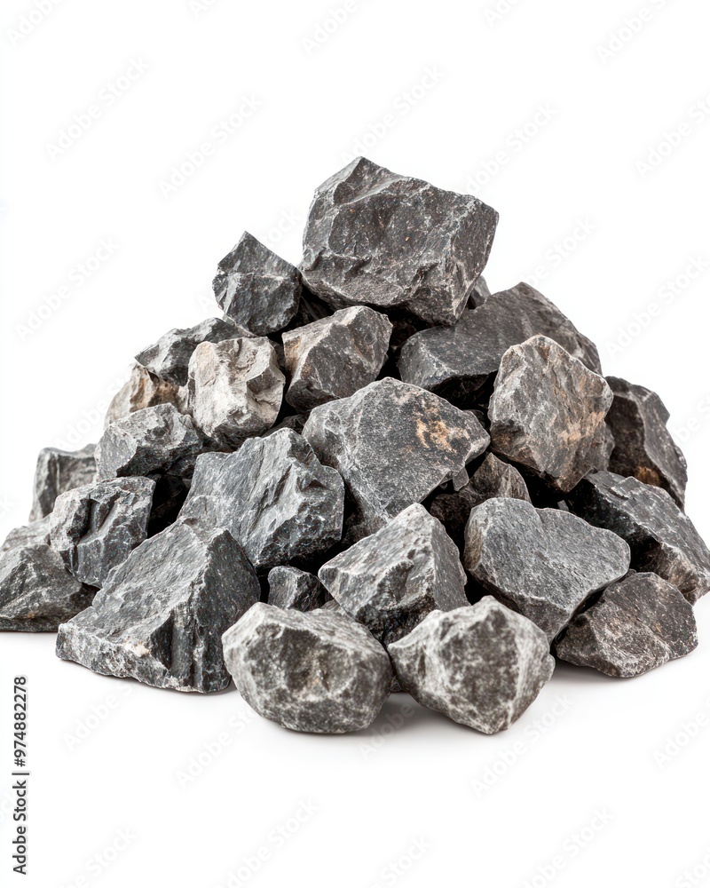 Pile of crushed stones for construction isolated on white background Pile of crushed stones for construction isolated on white background