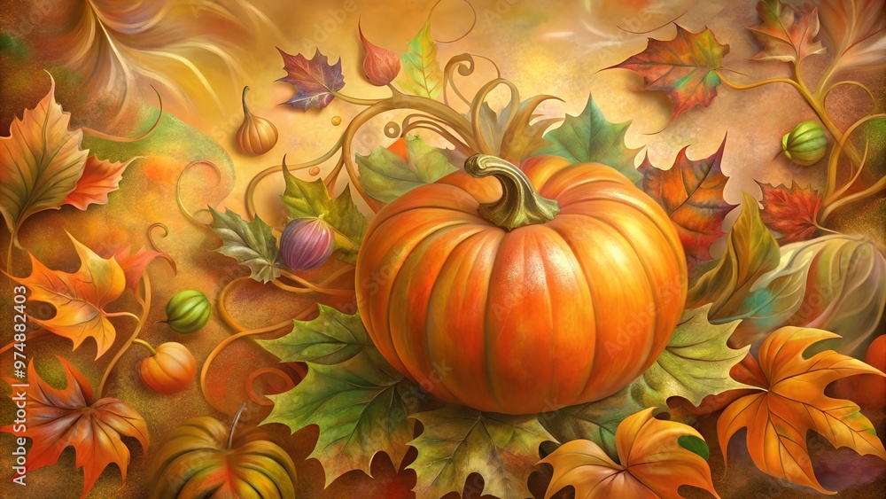 Abstract pumpkin and leaves background Abstract pumpkin and leaves background