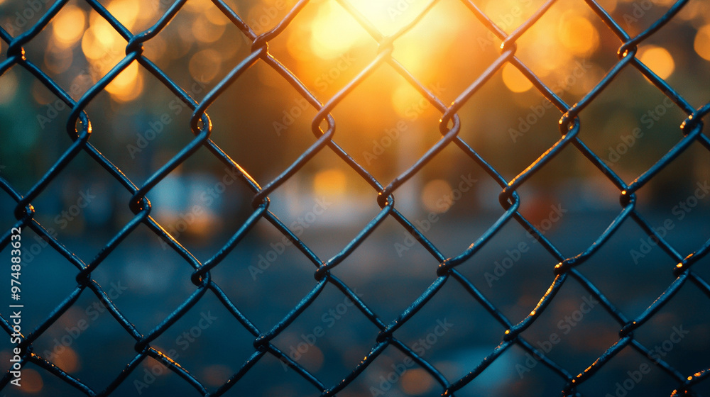 chain-link fence stands out against a softly blurred background, symbolizing boundaries, separation, and the contrast between freedom and confinementv chain-link fence stands out against a softly blurred background, symbolizing boundaries, separation, and the contrast between freedom and confinementv
